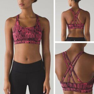 LULULEMON Energy Bra Size 4 Down Pour Electric Coral Black